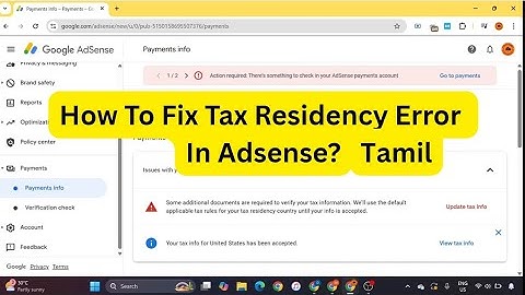 Adsense Tax Residency Certificate Error Solution For India | Tamil