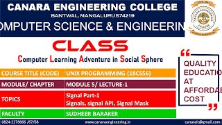 VTU UP (18CS56) UNIX PROGRAMMING:Signals,signal API,Signal Mask ( M5 L1 )