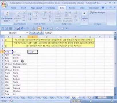Excel Magic Trick # 9: Join 2 Cells into 1