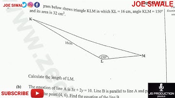 ECZ Mathematics past paper 1 2019 (GCE). Question 20