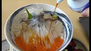 Dancing Squid Bowl (Katsu-ika Odori-don)  at Hakodate 活イカの踊り丼 函館