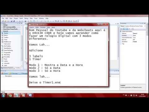 Aula Visual Basic 2008 - Relogio Digital 3 Modos Diferentes