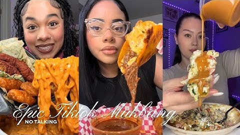 🍗🌮🌯 No Talking TikTok Mukbang Compilation | Wingstop, Birria Tacos, Chipotle & More!