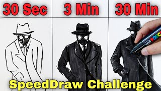 Drawing Spider-Noir in 30Sec, 3Min and 30Min (Spider Man) How to draw Spider Noir