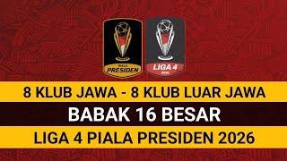DAFTAR 16 BESAR LIGA 4 PIALA PRESIDEN 2026: 8 Klub Jawa vs 8 Klub Luar Jawa!