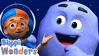 Blippi Explores the Moon and Gravity! | Blippi Wonders Fun Cartoons | Moonbug Kids Cartoon Adventure