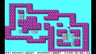 Sokoban Level 44 - low% Speed Run
Solution of Level 44 from classic Sokoban (483 moves / 191 pushes).
Note: This solution is optimal by amount of moves.
Low% means that minimum of moves is my main priority. However, my times usually is also pretty good.
Video captured in DOSBox 0.74 Sokoban Level 44 - low% Speed Run
