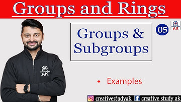 Lec 05 | Groups and Subgroups | Examples | Continue | By Ak