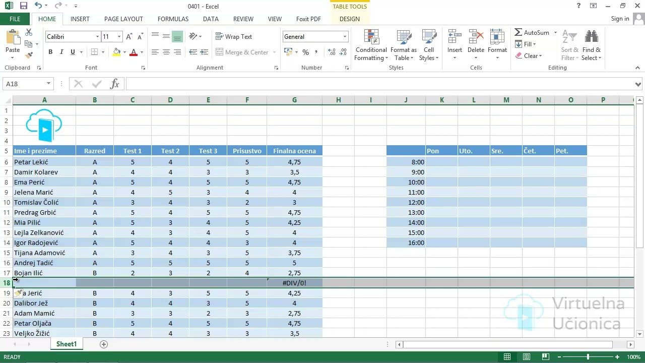 Ubacivanje i brisanje redova i kolona - Kurs Excel 2013