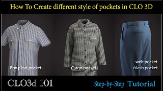 CLO3D - how to create different style of pockets #clo3d #tutorial #beginnersguide