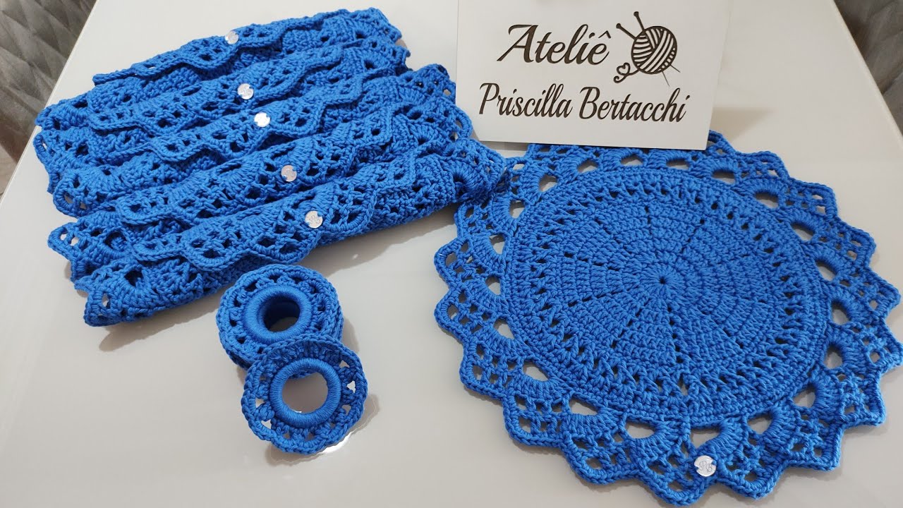 Jogo Americano de Crochê 💙 @Mah Oliveira Crochê  #mesaposta #produçãodecroche #souplast