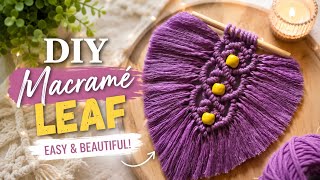 Diy Macrame Feather Wall hanging with beads tutorial for beginners | Easy and beautiful macrame leaf