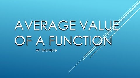 Average Value of a Function