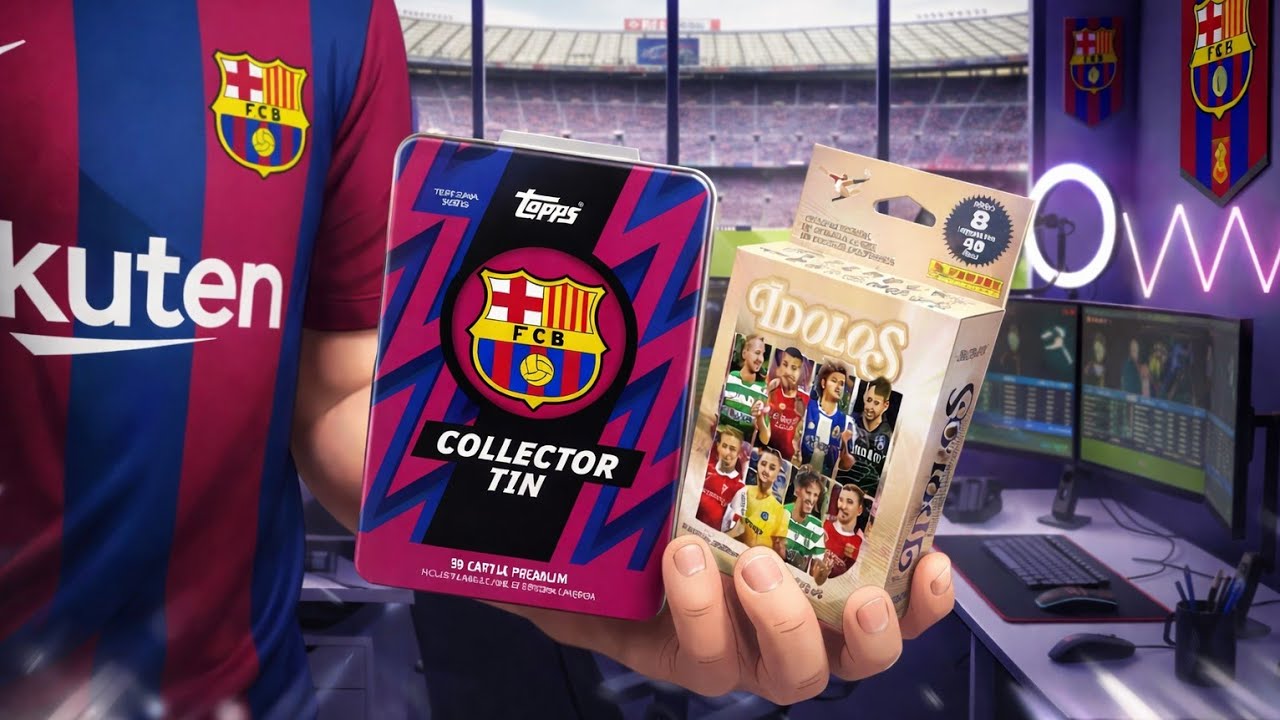 FC BARCELONA TOPPS COLLECTOR'S TIN + IDOLOS PANINI ⚽