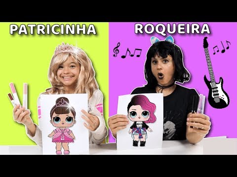 COLORINDO COM 3 CORES NA ESCOLA!!! Criança Patricinha VS Roqueira!!  3 MARKER CHALLENGE!