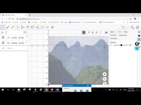 How to resize pic and see grid on Geogebra