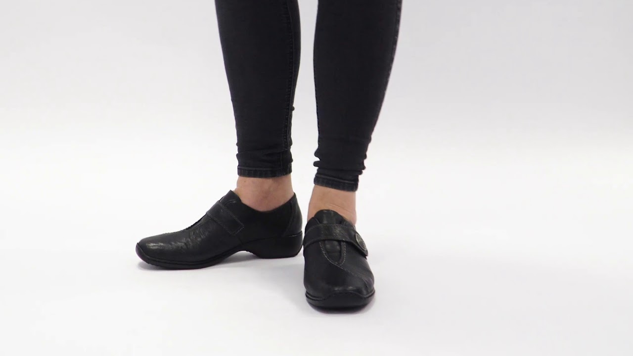 | Shuperb™ Rieker L3870-00 Ladies Leather Touch Fasten Shoes Black