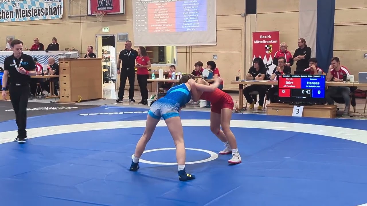 WRESTLING/RINGEN.BAYERISCHE MEISTERSCHAFT 2024,weibliche Jugend 54 kg.Dürr Theresia - Hanses Johanna