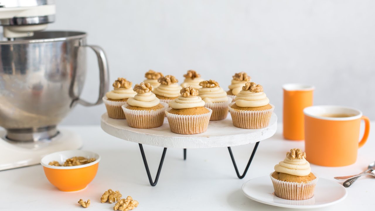 Coffee cream & walnut cupcakes recipe KitchenAid YouTube