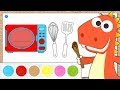 Aprende con Eddie a colorear objetos de cocina 🎨 Eddie colorea un microondas, guante de cocina