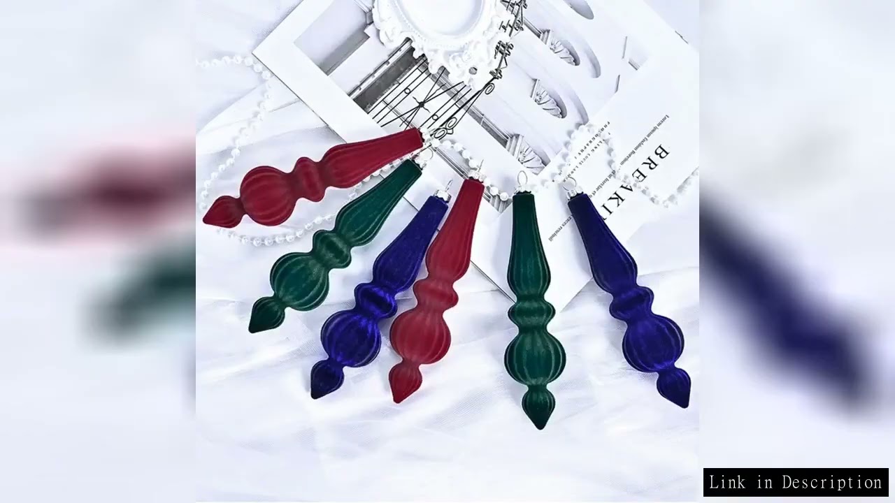 6pcs Flocked Velvet Christmas Gourd Pendant Shatterproof Plastic Christmas Cone Ball Set Reusable Xm