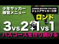 連続したサポート【3対2＋1対1のロンド】サッカー練習メニュー
