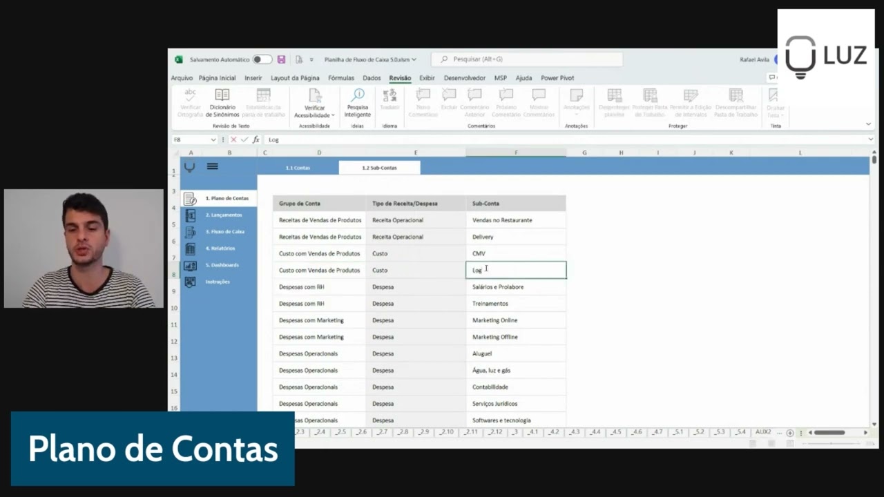 Planilha de Fluxo de Caixa 5.0 - Plano de Contas Planilha de Fluxo de Caixa 5.0 - Plano de Contas