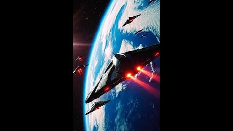 A cinematic space scene with alien spacecraft approaching Earth, evoking tension and scale.