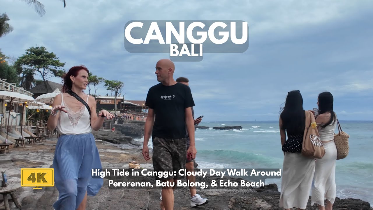 CANGGU, Bali Cloudy Afternoon Walk Around Echo, Batu Bolong, & Pererenan Beach Bali Walking Tour 4K