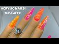Neon Floral Nails | 3D Acrylic Nails