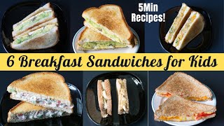 6 Quick & Healthy Breakfast Sandwich Recipes for Kids |  5-Minute Sandwich Recipes 4 Breakfast/Lunch