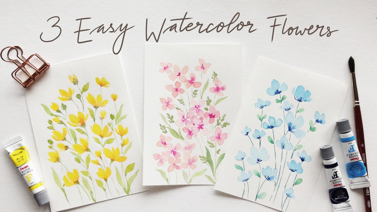 3 Easy Beginner Friendly Watercolor Flower Doodles - Youtube