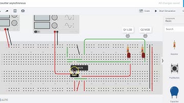2-bit asynchronous up counter || simulation