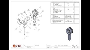 SolidWorks Tutorial Part 14: Exploded View Drawing of Portable Mist Spray Fan