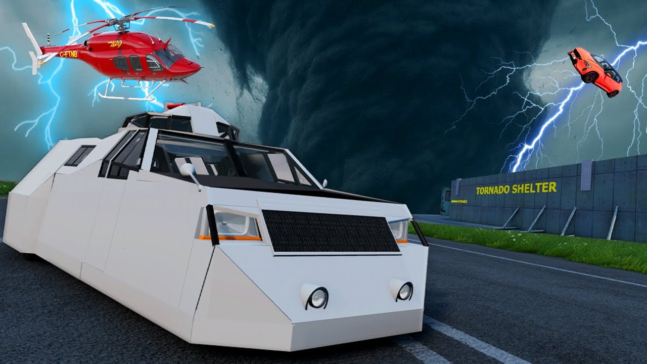 Hiding in a Shelter to Survive a MASSIVE Tornado in BeamNG Drive Mods!