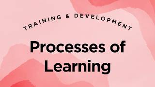 Processes of Learning - Training & Development Lecture 4.2
