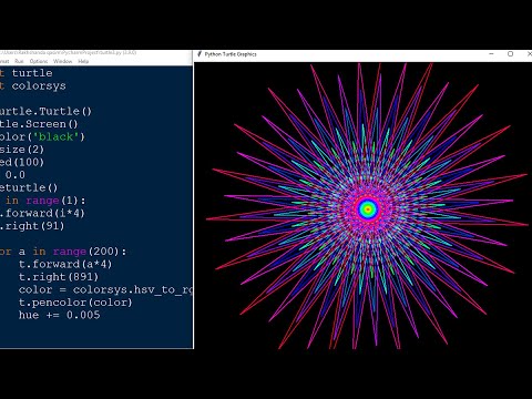 Python turtle Graphics Design | Colorful Sun | #Turtle