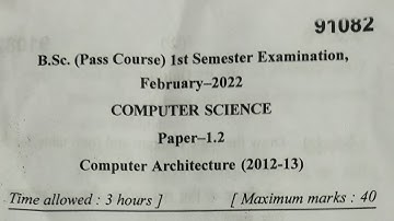 MDU B.Sc. Computer Science (Computer Architecture) 1st semester, February 2022 Question Paper