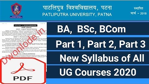 Patliputra University UG Syllabus 2020||Ppup Part 1, Part 2, Part 3 Syllabus||PPUP Syllabus
