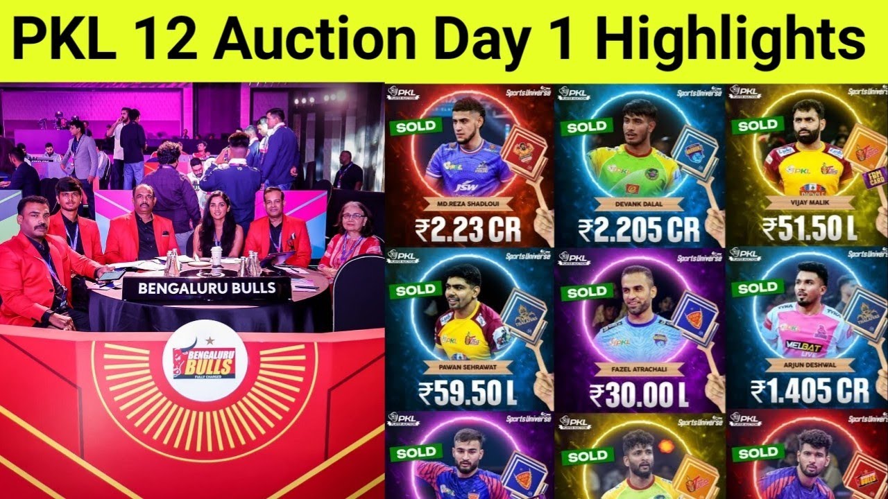 Pro Kabaddi Season 12 Player Auction day 1 full highlights | Bengaluru Bulls All Players