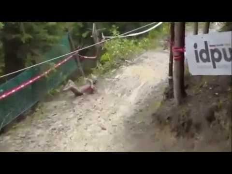 Fall of Josh Bryceland in World Cup Downhill  2013