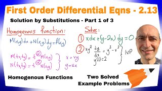 First Order ODE - 2.13 - Solution by Substitutions - Part 1 of 3