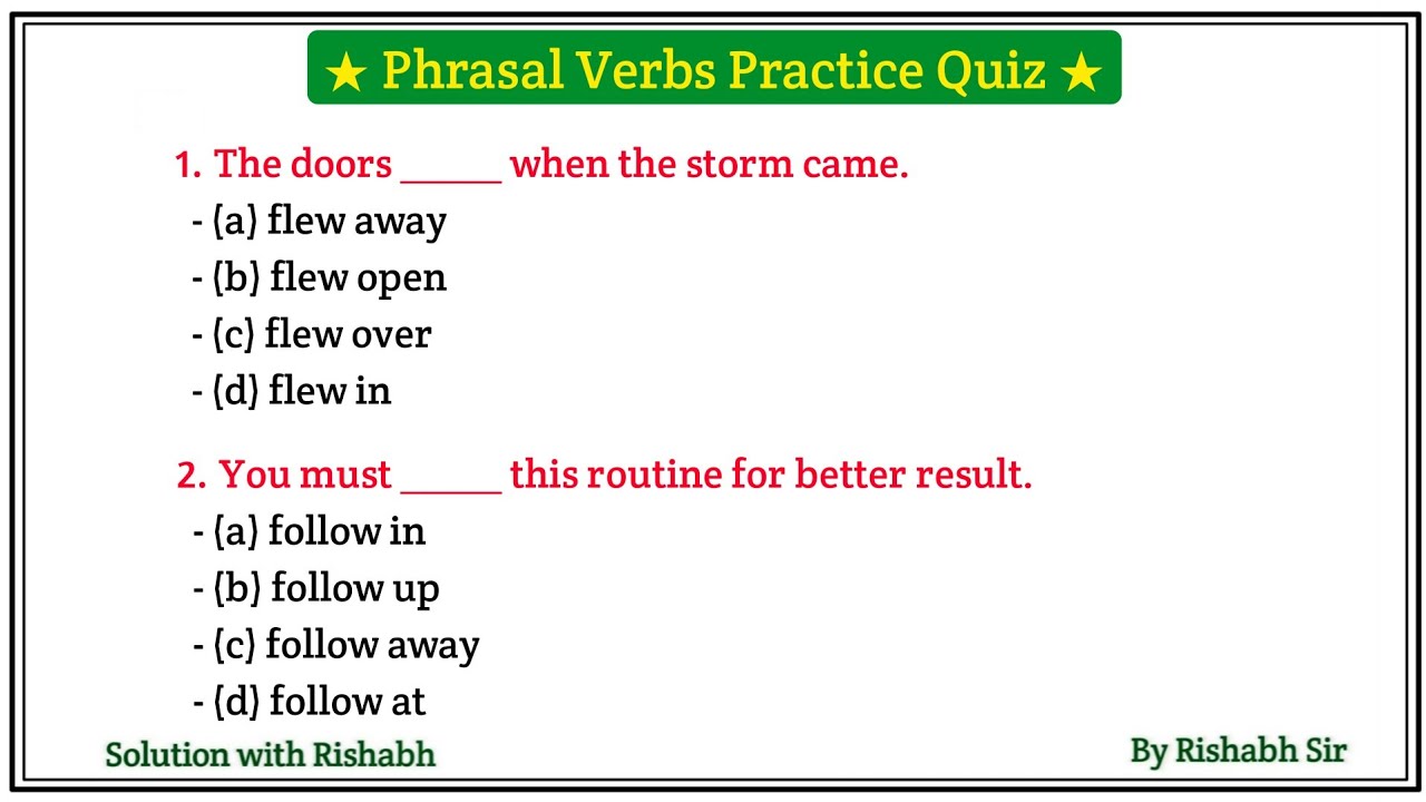 Phrasal Verbs for all competitive exams | Phrasal Verbs in english grammar mcq | Fill in the blanks