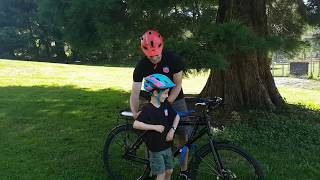 Beside the Bike--  Getting On Mac Ride (Younger child)