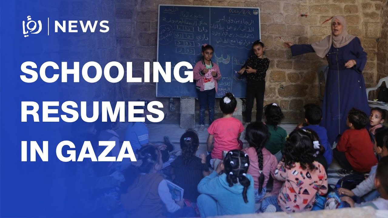 Gaza’s students return to classes in school sheltering displaced