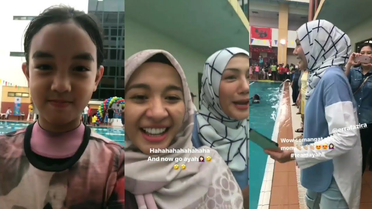 Erra Fazira & Laudya Cynthia Bella sama2 bawak Aleesya pergi Swimming Gala 2017