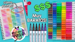 REVIEW los marcadores de PUNTA DE PINCEL mas BARATOS! - MARCADORES A PRUEBA