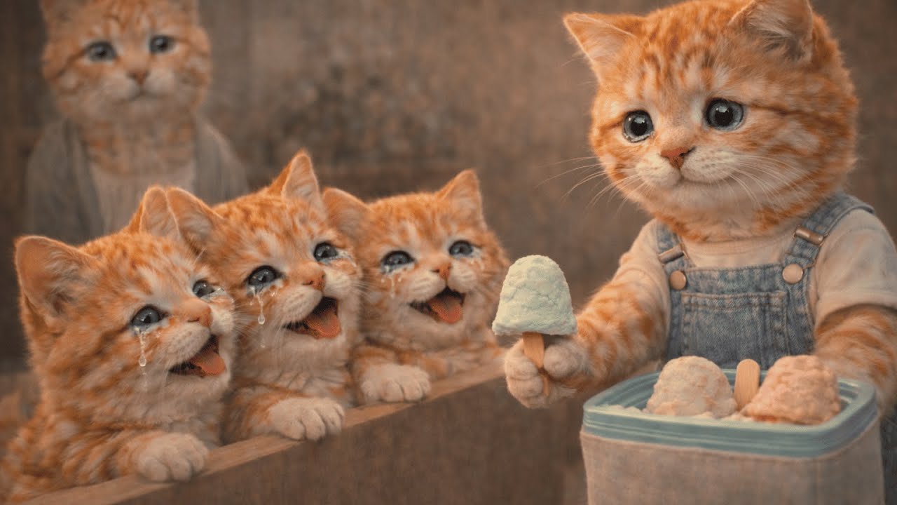 🐾 Kitten Milo offers ice cream to orphans 😢