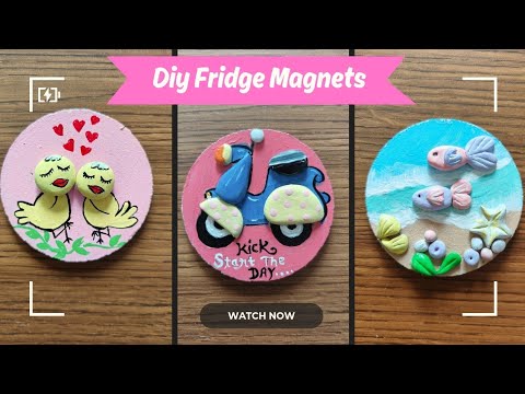DIY Fridge Magnets PART 2/ Clay Craft/ 3 Cute Fridge Magnets - YouTube