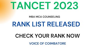 TANCET 2023 | MBA MCA RANK LIST RELEASED |CHECK NOW #tancet2023 #mba #mca #ranklist